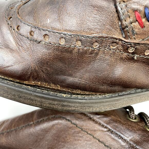 River Woods Brown Leather Oxfords Mid Ankle Boots Mens Size 44 main image 4